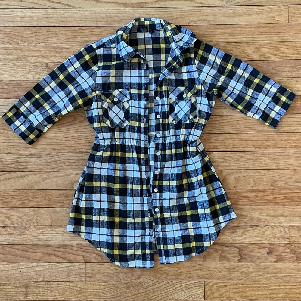 Lira yellow plaid tunic/top NWOT